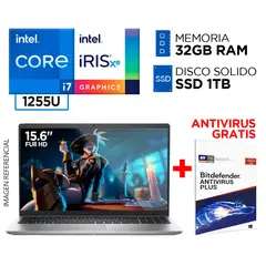 DELL - Laptop Intel Core i7 1255U 32GB 1TB INSPIRON 15 12va Gen 15.6" Full HD IPS + GRATIS ANTIVIRUS