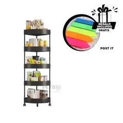 GENERICO - Organizador Util de 5 Niveles Negro Y+Banderitas Adhesivas