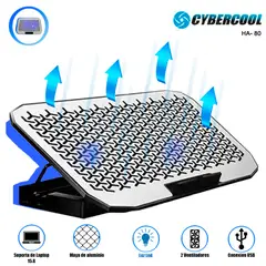 CYBERCOOL - COOLER PARA LAPTOP ALUMINIO HA-80
