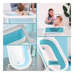 RYBIU IMPORT - Bañadera Infantil Plegable en Tono Celeste Y+Ligas de Regalo
