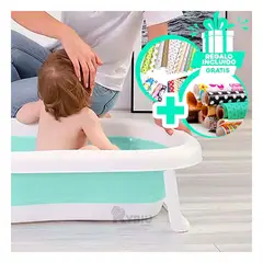RYBIU IMPORT - Bañera para Bebe Plegable en Color Verde Y+Papel de Regalo