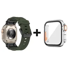 GENERICO - CORREA ACERO Y TPU RUGGED VERDE PARA APPLE WATCH