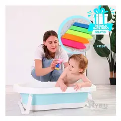 GENERICO - Bañadera Versatil para Bebe Celeste Y+Banderitas Adhesivas