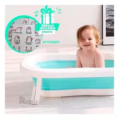 GENERICO - Bañera con Patas para Bebe Duradero Verde Y+Regalo Stickers