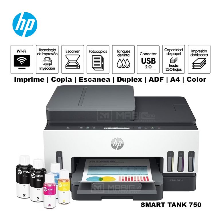 Impresora Multifuncional Smart Tank 750 Duplex WiFi ADF