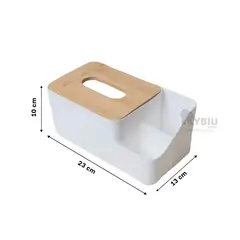 RYBIU IMPORT - Servilletero con Tapa de Madera en Blanco Y+Regalo Stickers