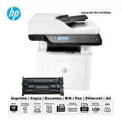 HP - Impresora Multifuncional Laser 432fdn Duplex WIFI Red ADF FAX