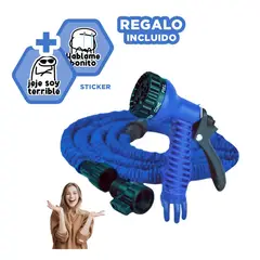 GENERICO - Manguera con Boquilla y Rociado 22m Azul Y+Regalo Stickers