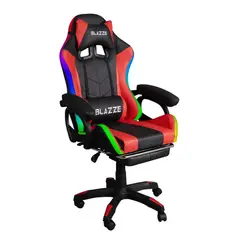 BLAZZE - Silla Gamer con Luces Rgb Ergonómica Buff - Rojo