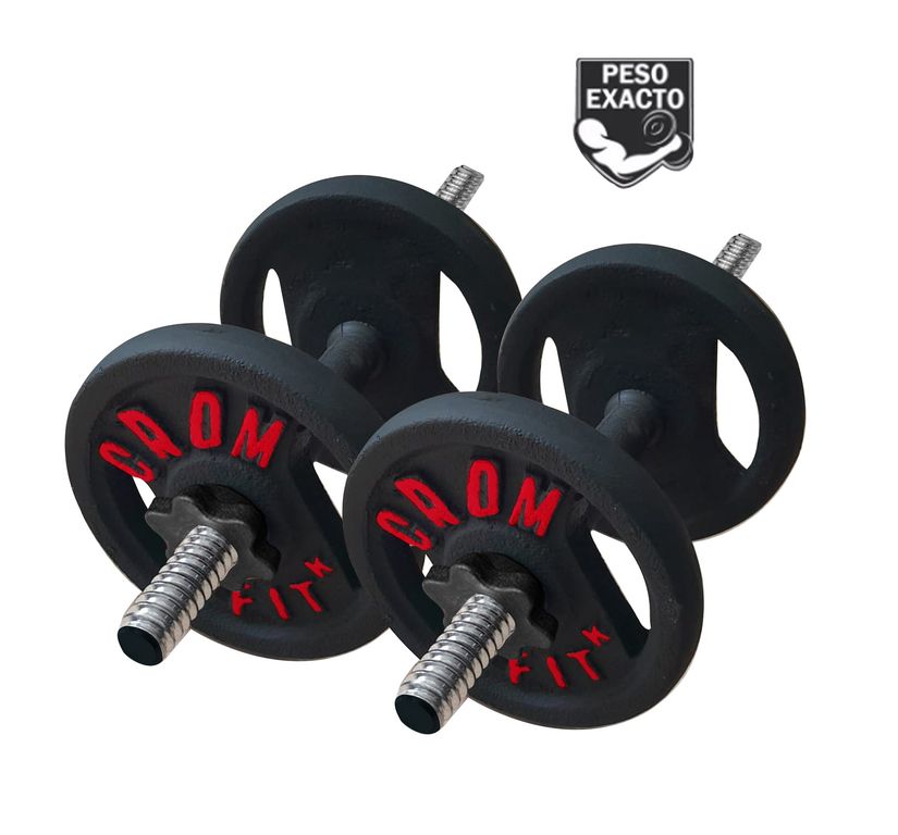 Set Pesas de 12kg + Mancuernas de PVC - discos 3kg