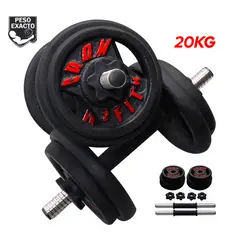 HOLGU - Set Pesas de 20kg discos de 3kg y 2kg + Mancuernas de PVC