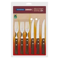 TRAMONTINA - Juego de Cubiertos 12 Piezas Tradicional Churrasco -