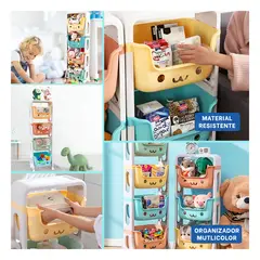 GENERICO - Juguetero Kids con Caritas y Techito de 4 Niveles Multicolor