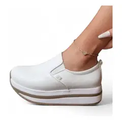 GENERICO - Mocasin Mujer 5Coco-53 Liga Biocuero Expanso- Taco X3 Color Blanco