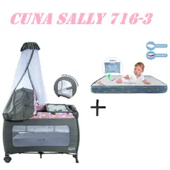 EBABY - Cuna Corral 716-3 Sally Colchon Rosa-Azul