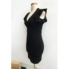 GENERICO - Vestido Escote V Con Vuelo Nelly Color Negro Estacion 108