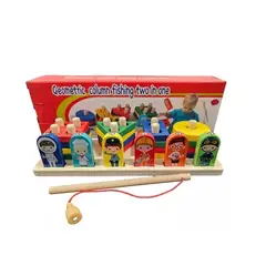 GENERICO - Didáctico Montessori 2 en 1 Apilamiento y Pesca de Figuras