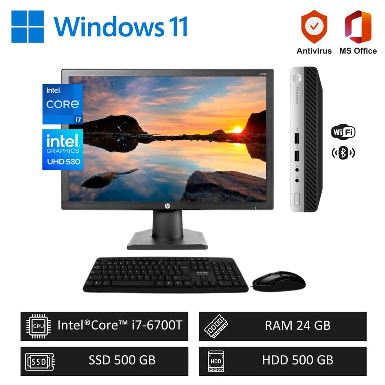 Computadora PC Empresarial Core i7 3.6 GHz 24GB RAM 500GB SSD 500GB HDD