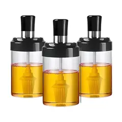HYGGE - Set de 3 Condimenteros con Cuchara para Aceite Frasco de Vidrio