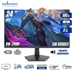 BOWMANN - Monitor Gamer 24 Pulgadas 100Hz Full HD 1920x1080 IPS BW-24MF