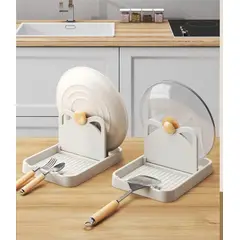 GENERICO - Soporte de tapa de olla y utensilios COLOR BEIGE