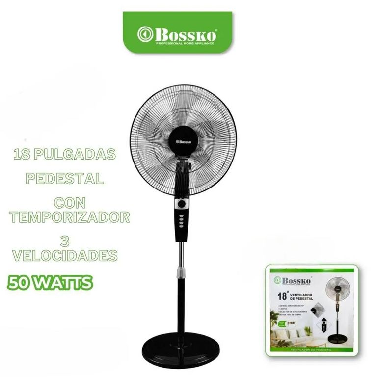 Ventilador de pedestal 18" 50 watts con Temporizador Negro - BK-8459VN