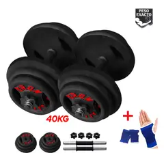 HOLGU - Pesas Set 40kg Discos 2, 3 y 5kg + Manubrios PVC + Guantes gratis
