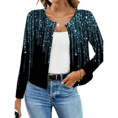 KAST PE - Cardigan mujer fiesta estampado tipo escarchado CapriVibes - Talla L