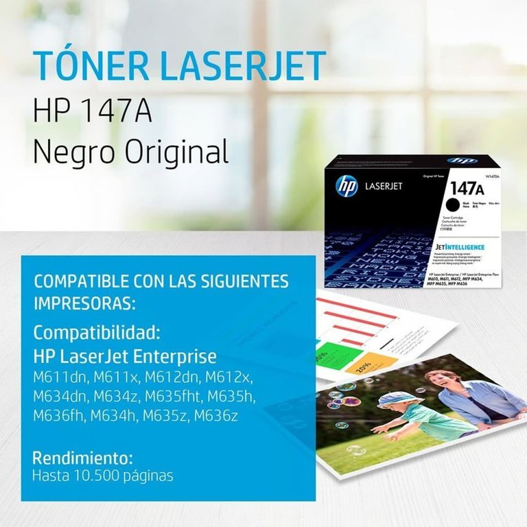 Toner W1470A (147A) Negro 10,500 Pag. MFP M634, M635,M636.