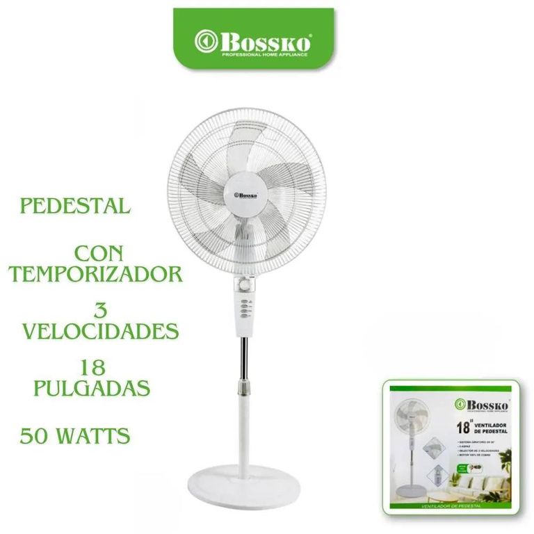 Ventilador de pedestal 18 watts con Temporizador blanco - BK-8457VB