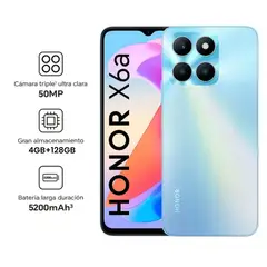 HONOR - Celular Libre X6A 6.5 Pulg 128GB 4GB RAM Sky Silver