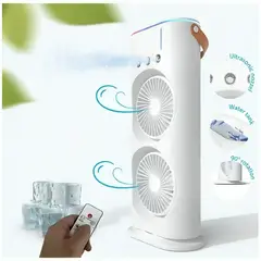 GENERICO - Ventilador Humidificador de Doble Cabezal Recargable a Control Remoto