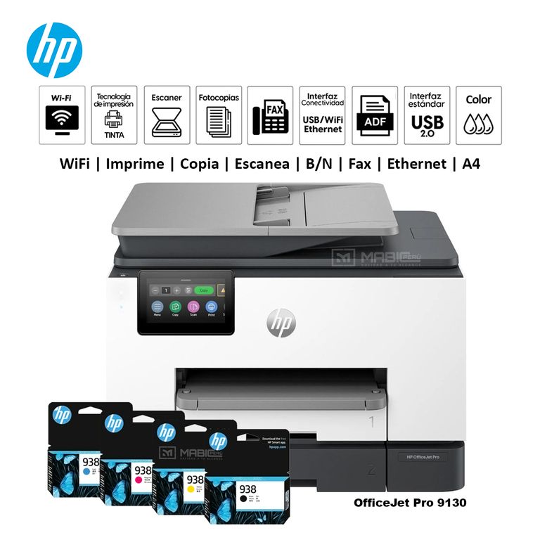 Impresora Multifuncional OfficeJet Pro 9130 Duplex Wifi Red ADF FAX