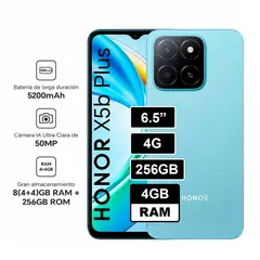 HONOR - Celular X5B Plus 6.5 pulg 4GB RAM 256GB 50MP Ocean Blue