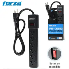 FORZA - Extensión de 6 Salidas cable 90cm regleta Supresor de Picos 2200W