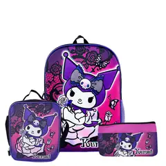 SCOOL - SET MOCHILA KUROMI OFICIO ESPALDA MALETA LONCHERA CARTUCHERA EVA 3D