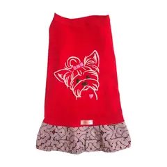 PRETTY CAN - Vestido de algodón para perros - Talla 4 - Rojo