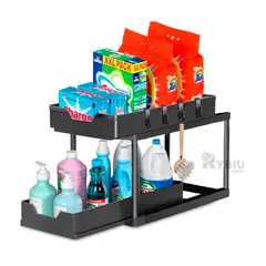 GENERICO - Estante de Cocina 2 Niveles Material Resistente Negro