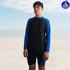 GENERICO - Conjunto de baño - polo manga larga y biker de baño