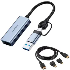 HAGIBIS - Capturadora De Video Usb 3.0 Tipo C 1080p 60fps + Adaptador HDMI