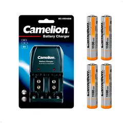 CAMELION - Cargador + 4 Pilas Aaa recargable De 1100mah