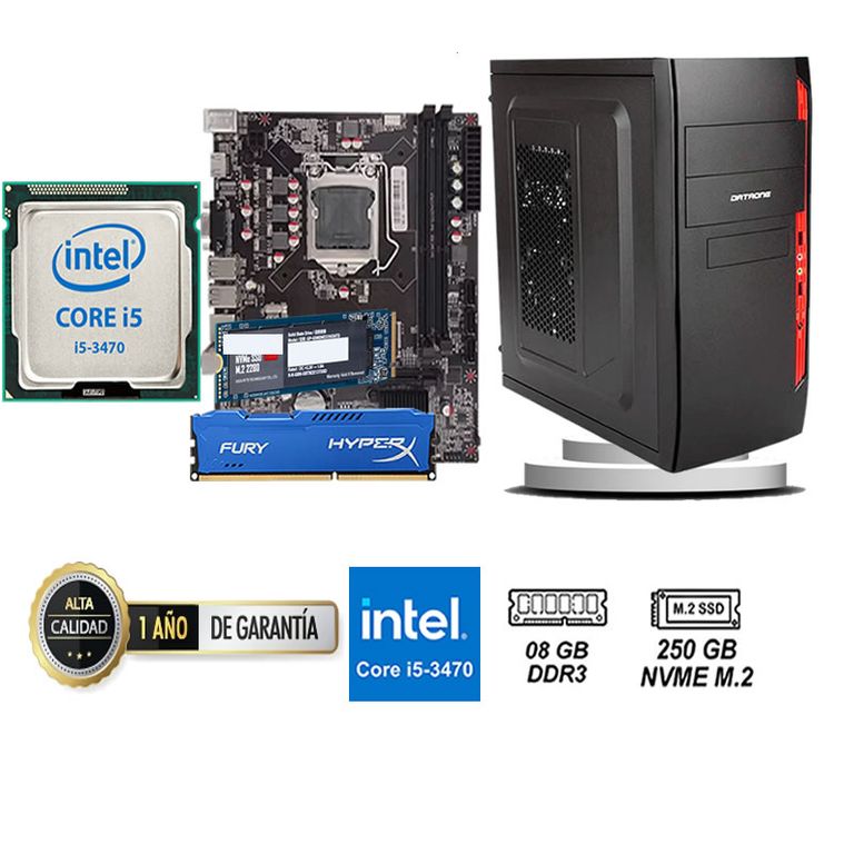 COMPUTADORA DE ESCRITORIO CORE I5 3470 8GB RAM 250 GB SSD M2