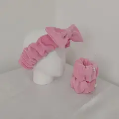 GENERICO - KIT LIMPIEZA SKINCARE VINCHA + MUÑEQUERA MICROFIBRA ROSADO