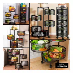 RYBIU IMPORT - Repisa de Cocina Circular en Color Negro Y+Gift MiniAgenda