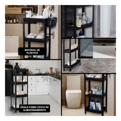 RYBIU IMPORT - Estante de Almacenamiento 4 Niveles Negro Y+Papel de Regalo