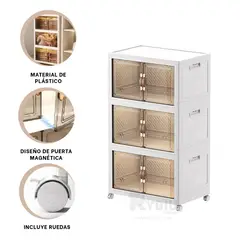 RYBIU IMPORT - Estanteria con Ruedas y Puerta Blanco Y+Banderitas Adhesivas