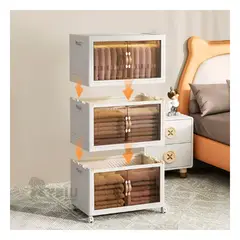 GENERICO - Estante Plegable de 3 Niveles con Puertas Imantadas Blanco