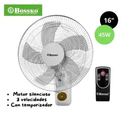 BOSKKO - Ventilador de Pared Bossko con Control Remoto 16 Pulgadas