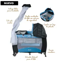 EBABY - Cuna Corral Mecedora Sally 716-1A Azul
