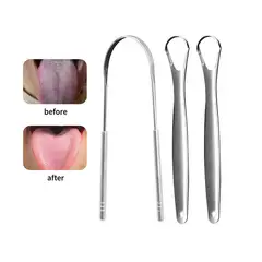 GENERICO - Limpiador De Lengua Acero Inoxidable Higiene Bucal 3 PCS